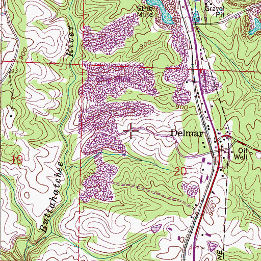 Topographic Map of Delmar Mine, AL