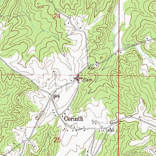 Topographic Map of Corinth Church, AL