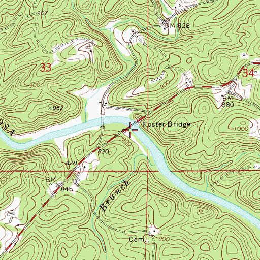 Topographic Map of Foster Ford (historical), AL