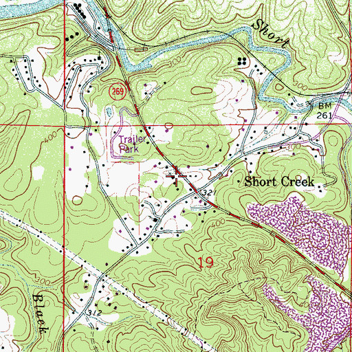 Topographic Map of Short Creek Church, AL