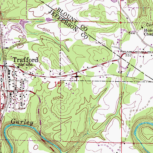 Topographic Map of Trafford Elementary School, AL