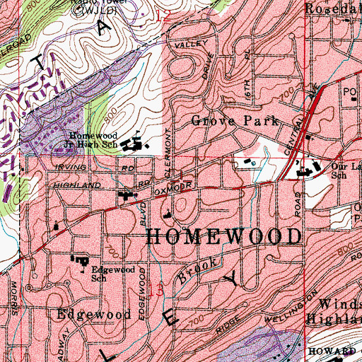 Topographic Map of Trinity United Methodist Church, AL