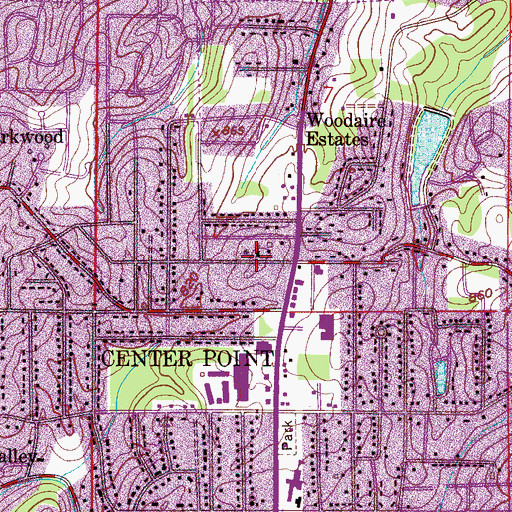 Topographic Map of Twentyfifth Avenue Baptist Church, AL