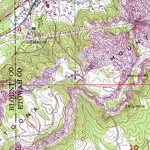 Topographic Map of Altoona Cemetery, AL