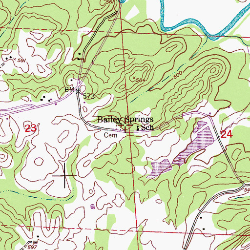 Topographic Map of Bailey Springs Church, AL