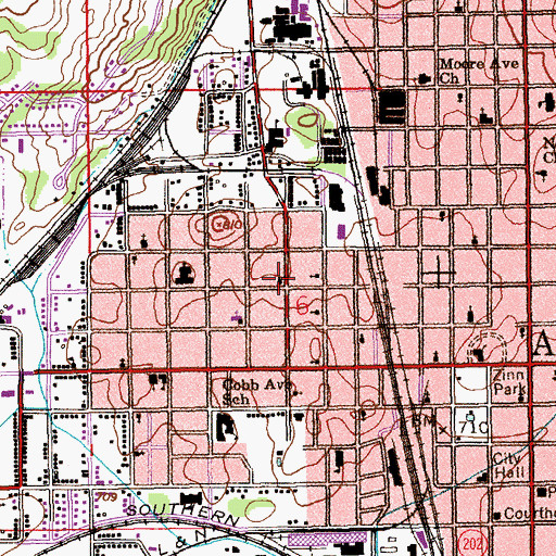 Topographic Map of Seventeenth Street Baptist Church, AL