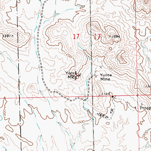 Topographic Map of Yucca Mine, AZ