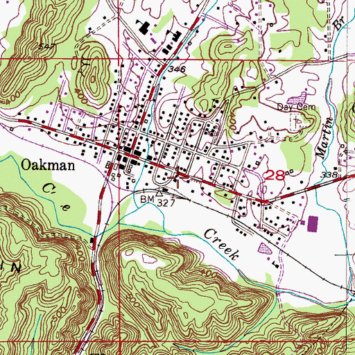 Topographic Map of Oakman Church of God, AL