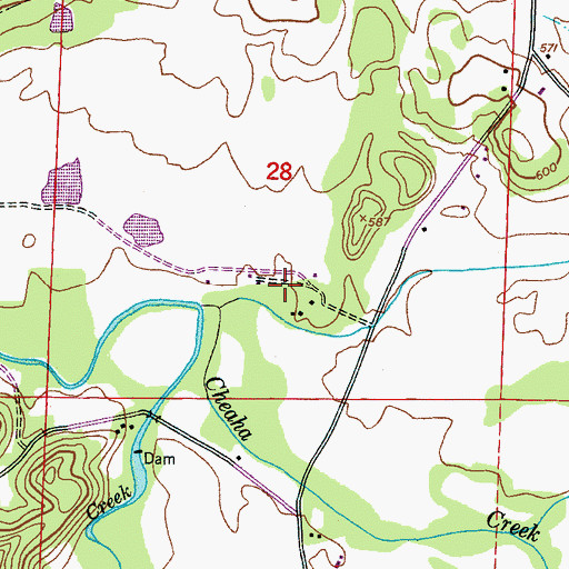 Topographic Map of Willow Glen Plantation (historical), AL