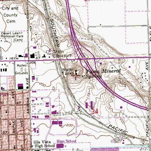 Topographic Map of Yuma Mineral Spring, AZ
