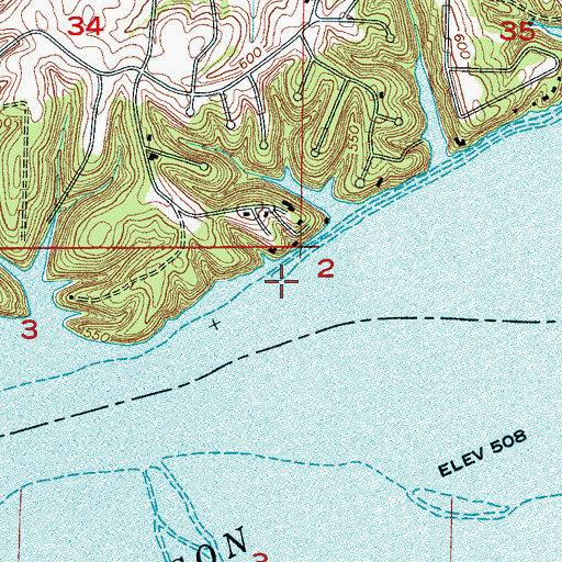 Topographic Map of Lock Number Nine (historical), AL
