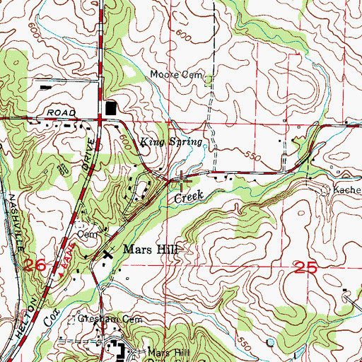 Topographic Map of Mars Hill School (historical), AL