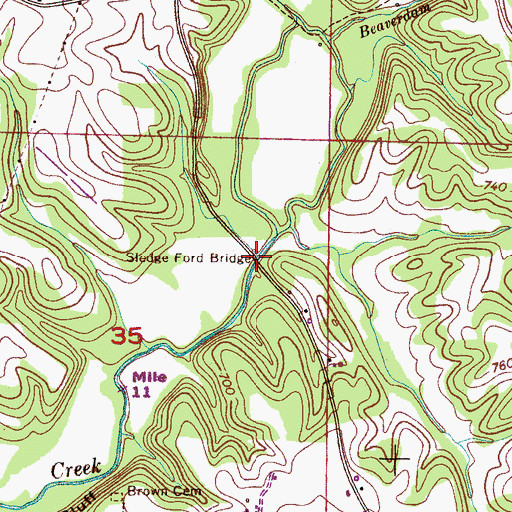 Topographic Map of Sledge Ford, AL