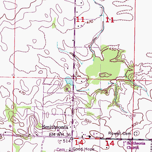 Topographic Map of Smithsonia School (historical), AL