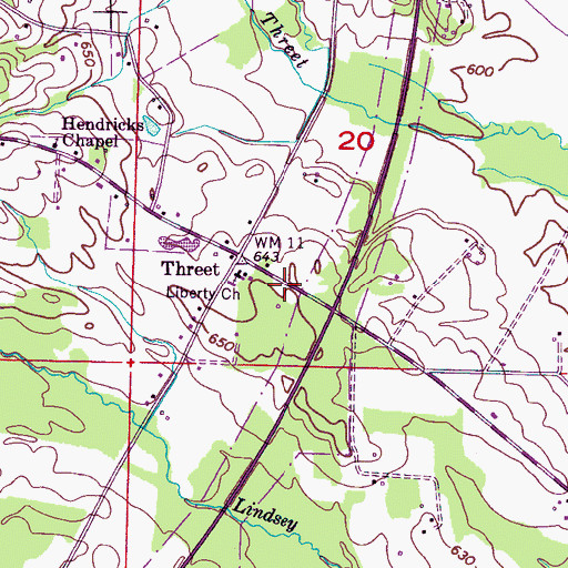 Topographic Map of Threet School (historical), AL