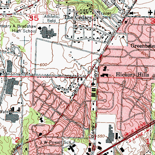 Topographic Map of Westminster Presbyterian Church, AL
