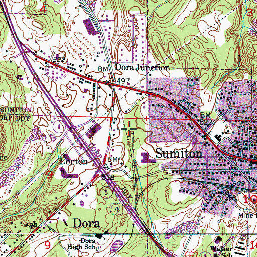 Topographic Map of Commercial (historical), AL