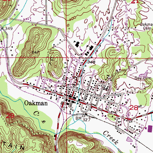 Topographic Map of Oakman Church of Christ, AL