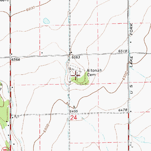Topographic Map of Altonah Cemetery, UT