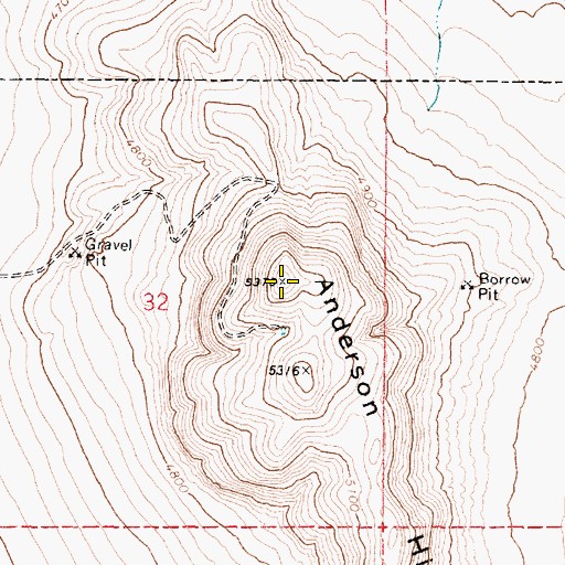 Topographic Map of Anderson Hill, UT