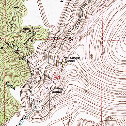 Topographic Map of Armstrong Tunnel, UT