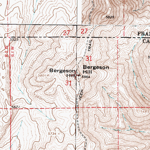 Topographic Map of Bergeson Hill, UT