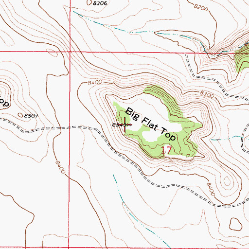 Topographic Map of Big Flat Top, UT