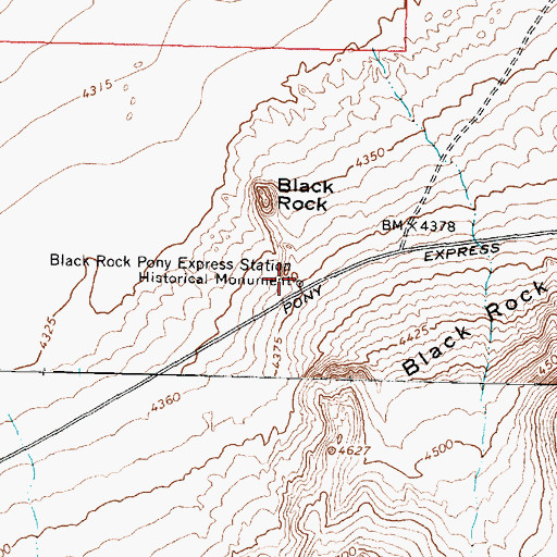 Topographic Map of Black Rock Pony Express Station Historical Marker, UT