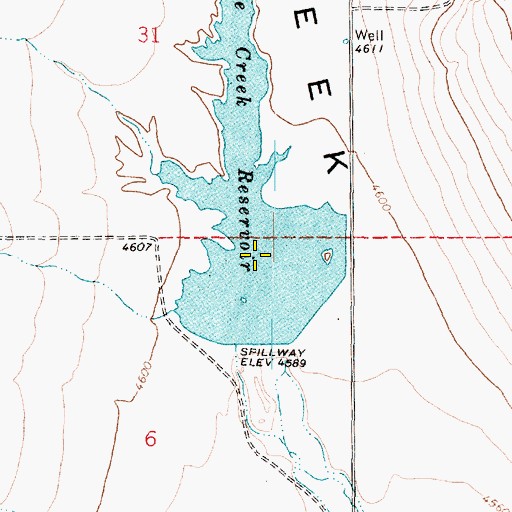 Topographic Map of Blue Creek Reservoir, UT