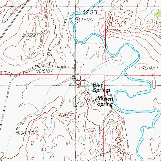 Topographic Map of Blue Springs, UT