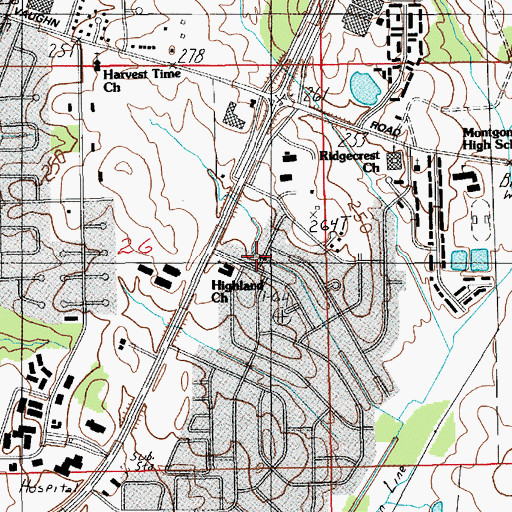 Topographic Map of Highland Church of Christ, AL