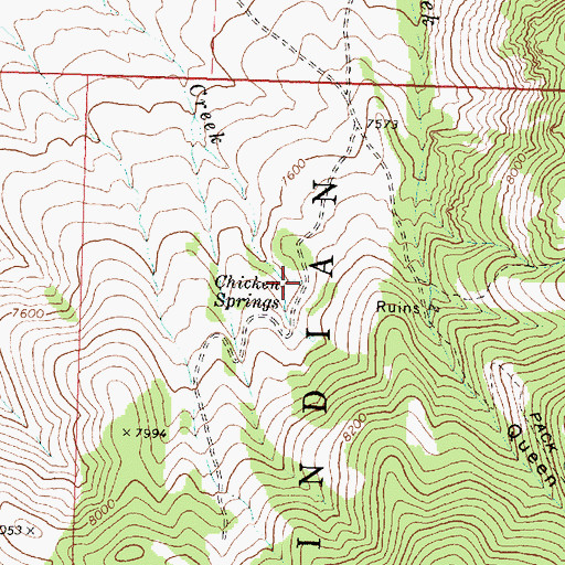 Topographic Map of Chicken Springs, UT