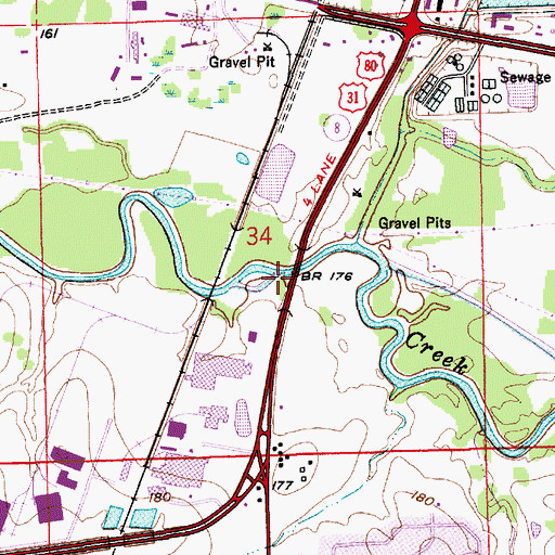 Topographic Map of Lees Ferry (historical), AL