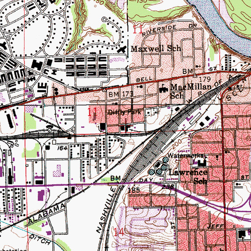 Topographic Map of Montgomery Boys Club, AL