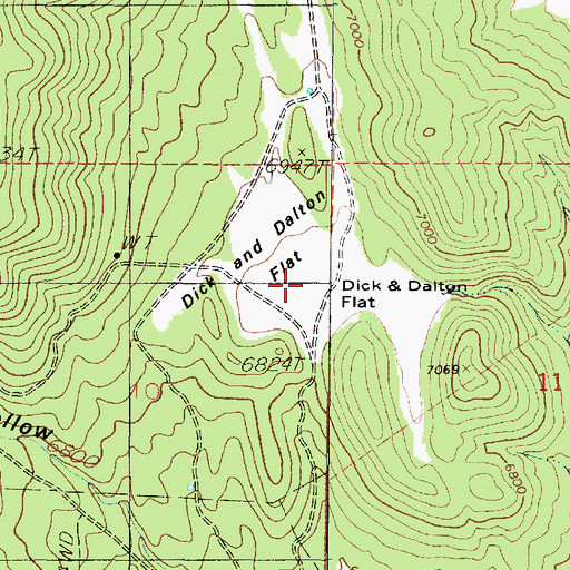 Topographic Map of Dick and Dalton Flat, UT