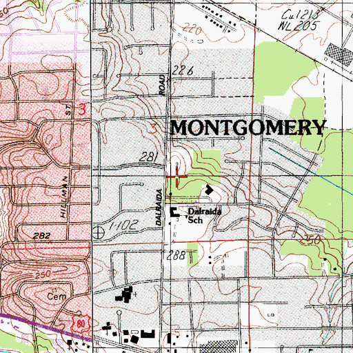 Topographic Map of Pineview Manor School, AL
