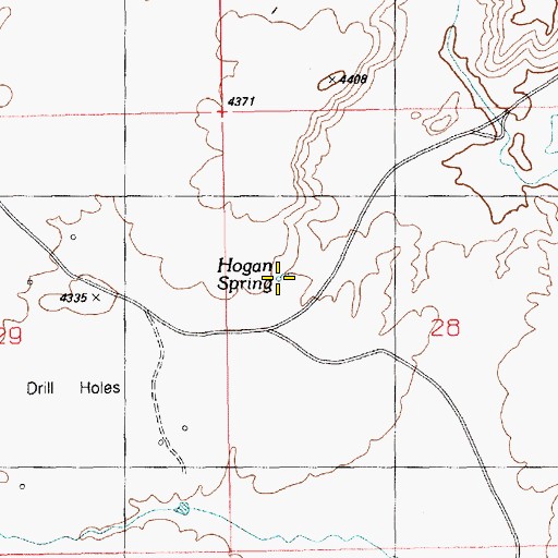 Topographic Map of Hogan Spring, UT