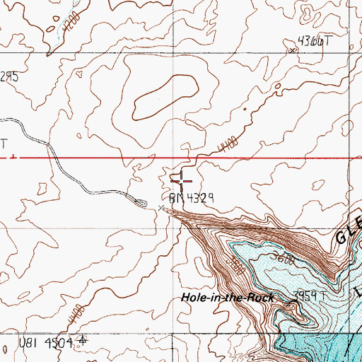 Topographic Map of Hole-in-the-Rock Historical Marker, UT