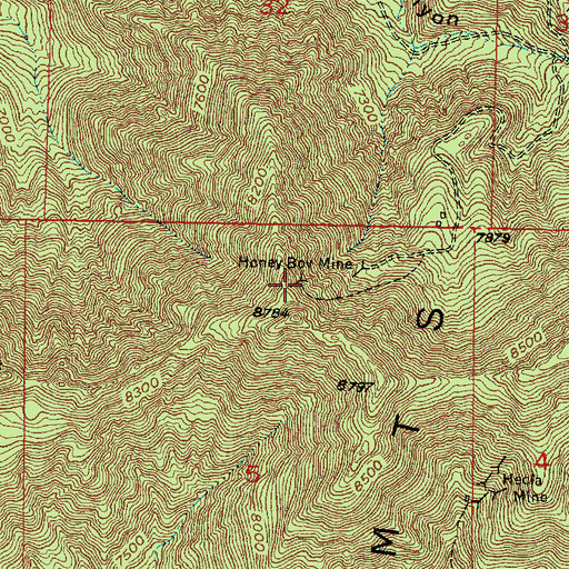 Topographic Map of Honey Bov Mine, UT