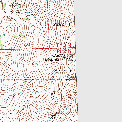 Topographic Map of Judd Mountain, UT