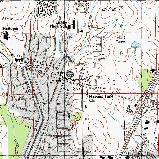 Topographic Map of Vaughn Road School, AL
