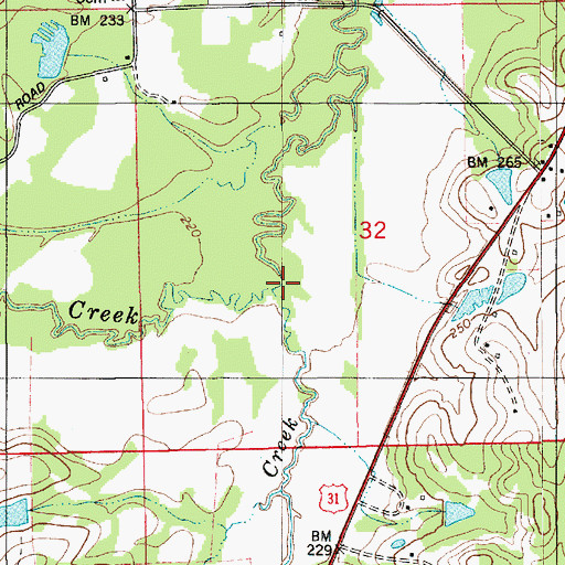 Topographic Map of Vickers Creek, AL