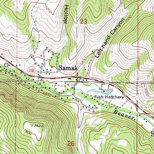 Topographic Map of Left-hand Canyon, UT