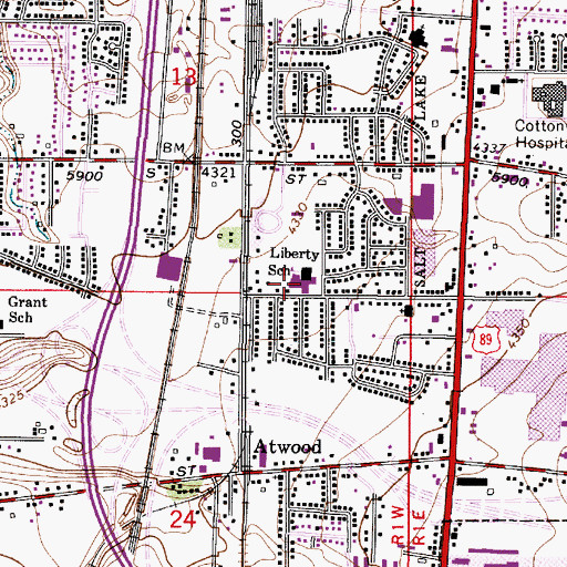 Topographic Map of Liberty Elementary School, UT