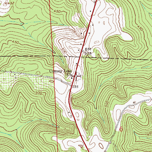 Topographic Map of County Line Cemetery, AL