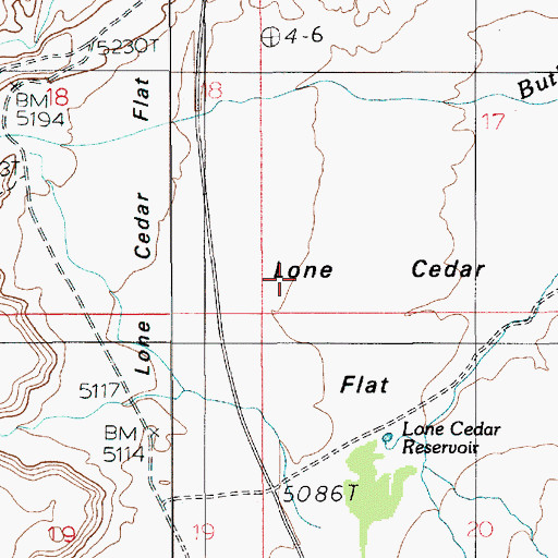 Topographic Map of Lone Cedar Flat, UT