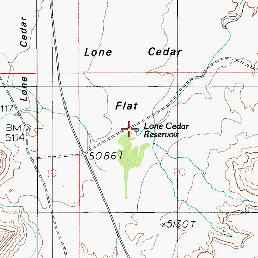 Topographic Map of Lone Cedar Reservoir, UT