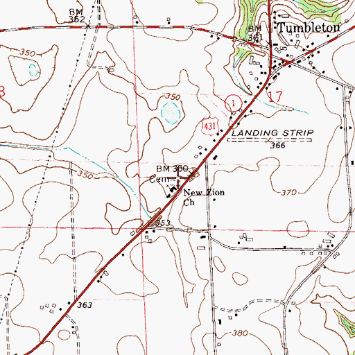 Topographic Map of Zion Cemetery, AL
