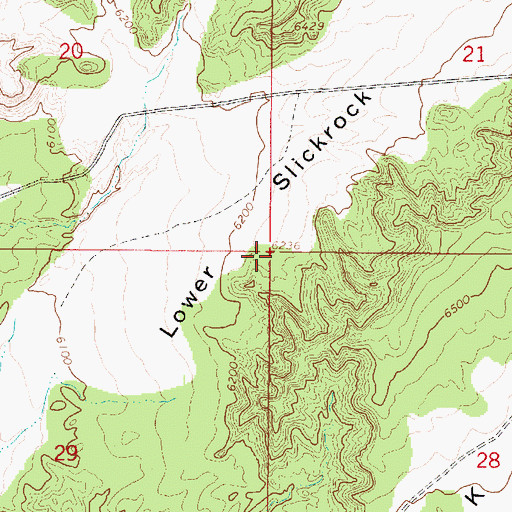 Topographic Map of Lower Slickrock, UT