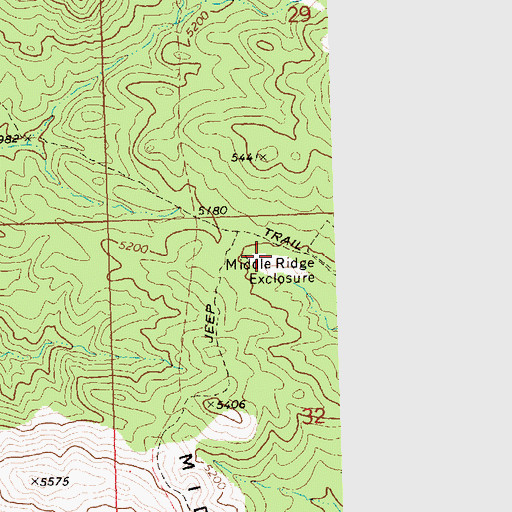 Topographic Map of Middle Ridge Exclosure, UT